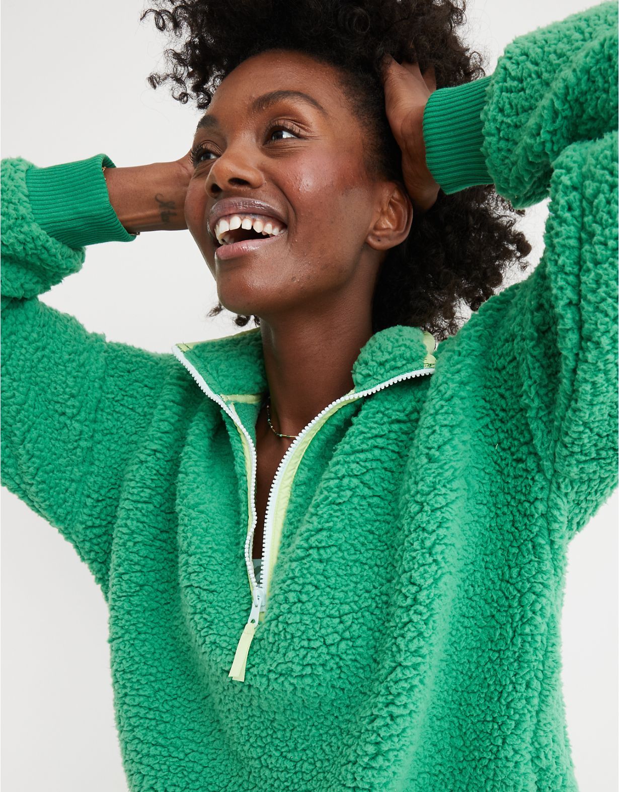 Aerie Dream Sherpa Quarter Zip Sweatshirt | American Eagle Outfitters (US & CA)