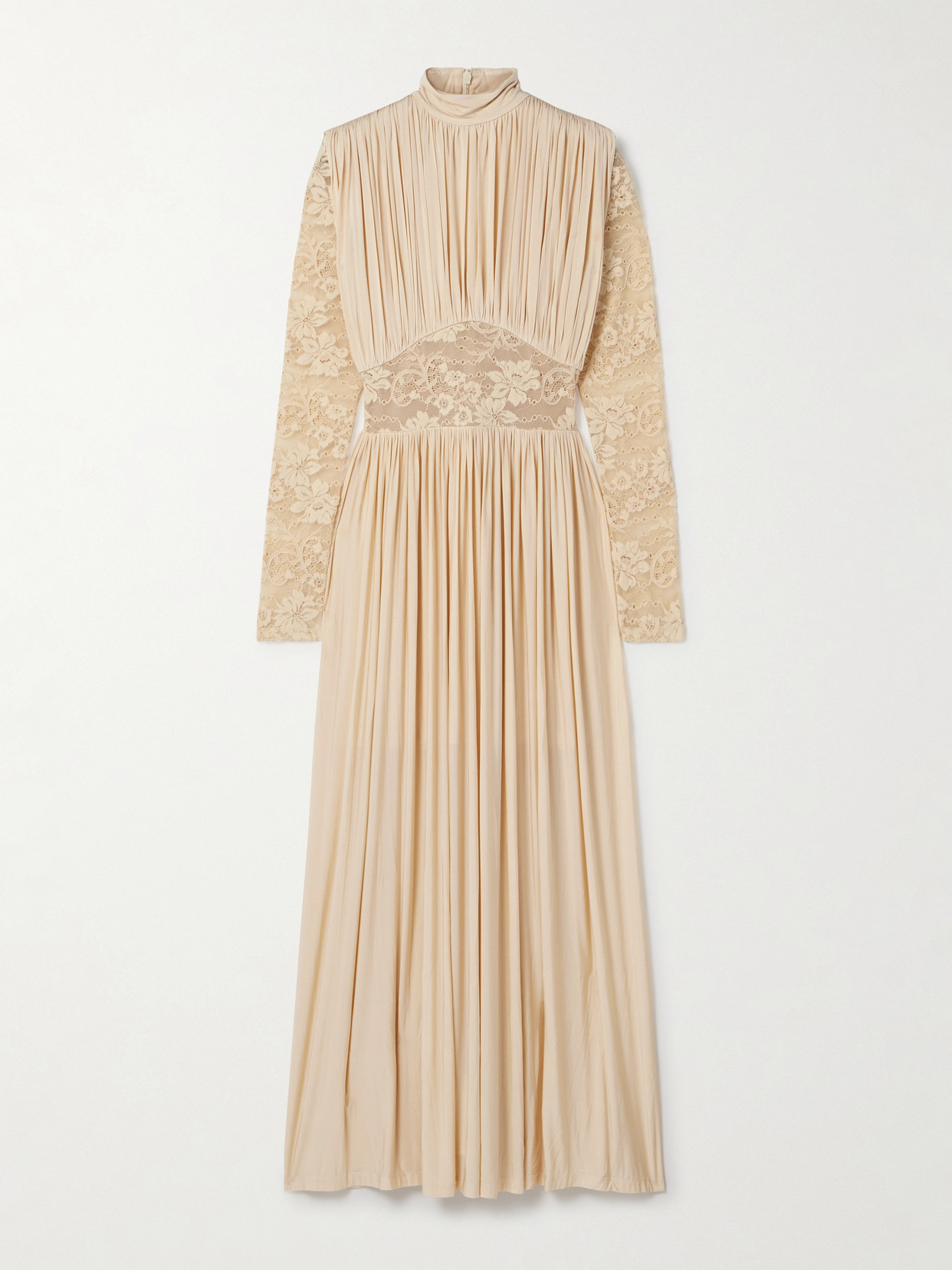 Zimmermann - Ruched Stretch-jersey And Lace Maxi Dress - Cream | NET-A-PORTER (US)