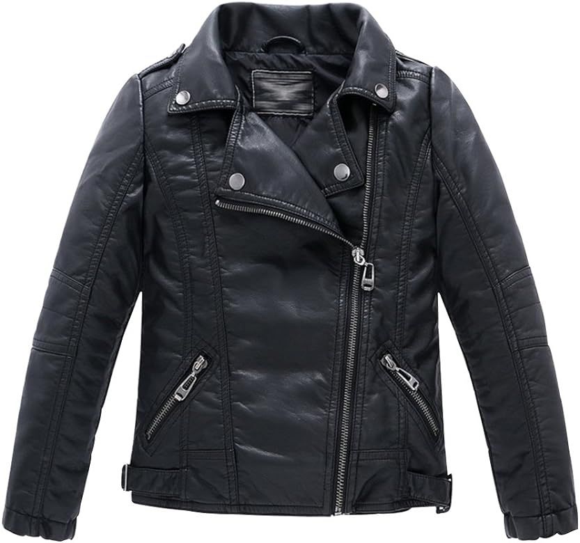 YoungSoul Boy's Faux Leather Motorcycle Biker Jacket Zipper Coats | Amazon (UK)