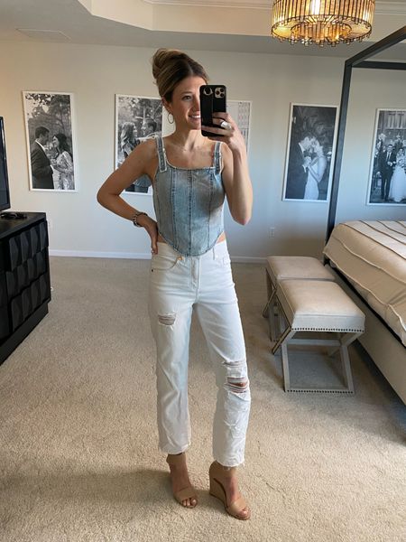 Target corset denim top- if you’re in between sizes go down.  It has the perfect amount of stretch to it. 

#LTKparties #LTKsalealert #LTKfindsunder50