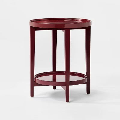 Round Accent Table Wood Lacquer Finish Dark Red - Threshold™ designed with Studio McGee Fully A... | Target