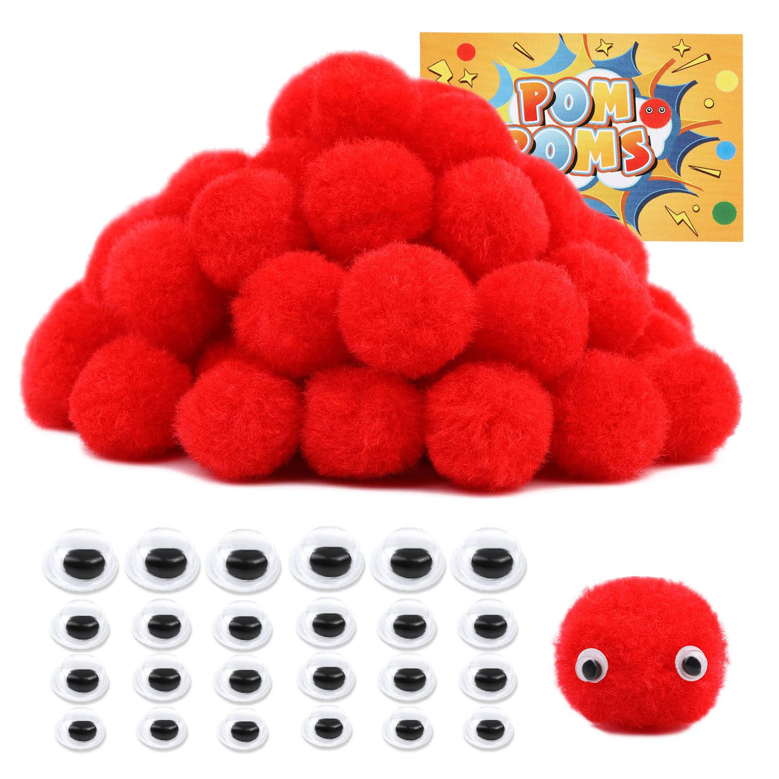 LOKUNN 1 Inch Pom Poms, Red Pom Poms for Arts and Craft, Soft and Fluffy Pom Pom Balls with Self-... | Amazon (US)