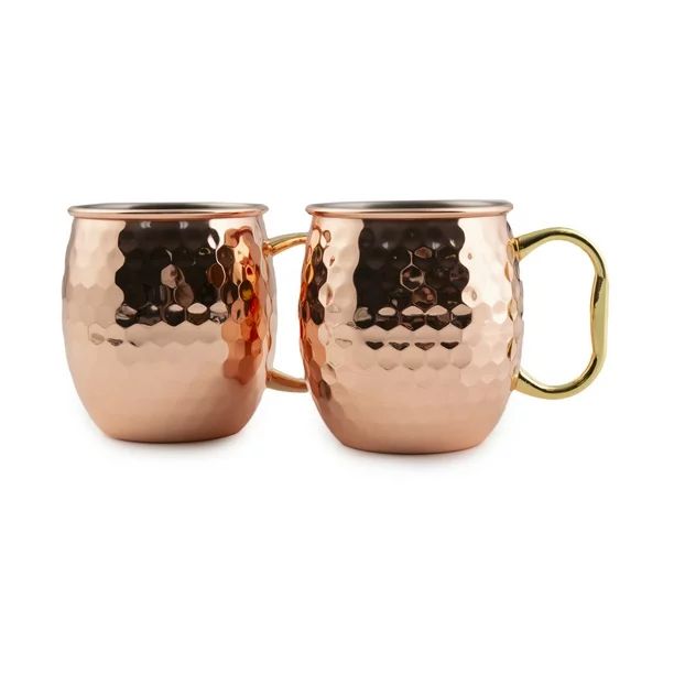 Set of 2 20-ounce Faceted Copper Moscow Mule Mugs - Walmart.com | Walmart (US)
