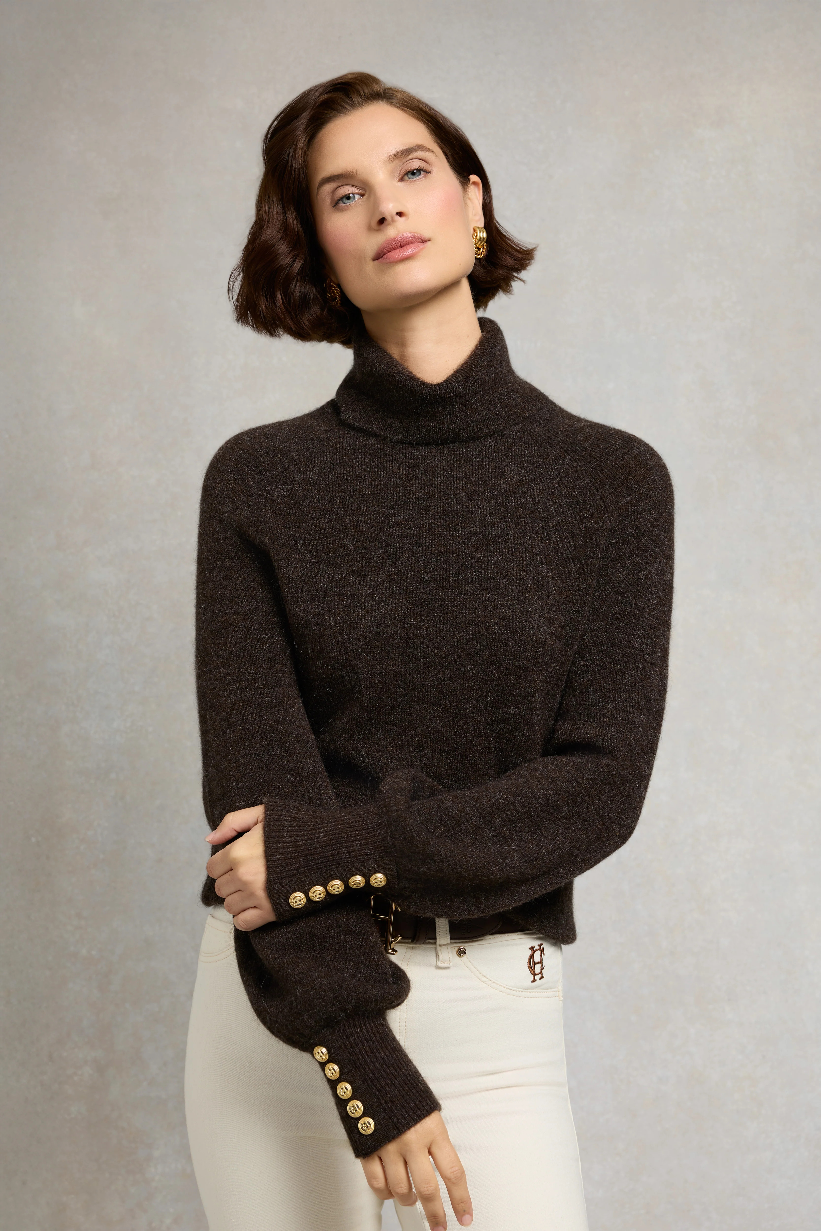 Maisie Roll Neck Knit (Chocolate) | Holland Cooper