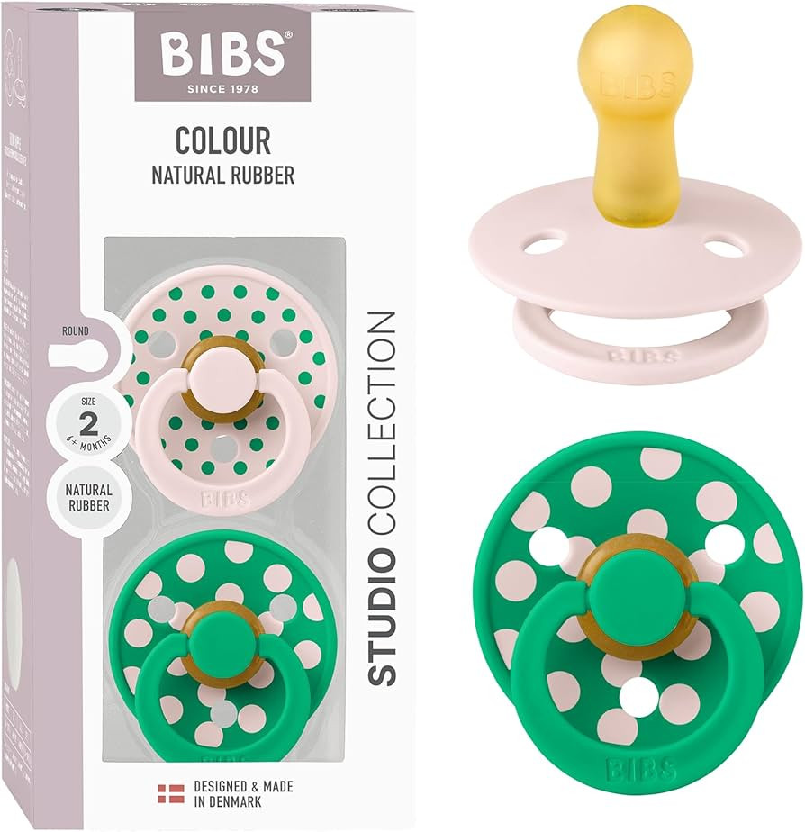 BIBS Polka Dots Pacifier 2-Pack, BPA Free Pacifiers with a Round Latex Nipple, Made in Scandinavi... | Amazon (US)