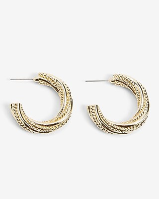 Twisted Chain Medium Hoop Earrings | Express