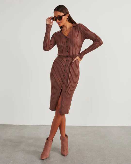 Vitara Button Front Midi Sweater Dress | VICI