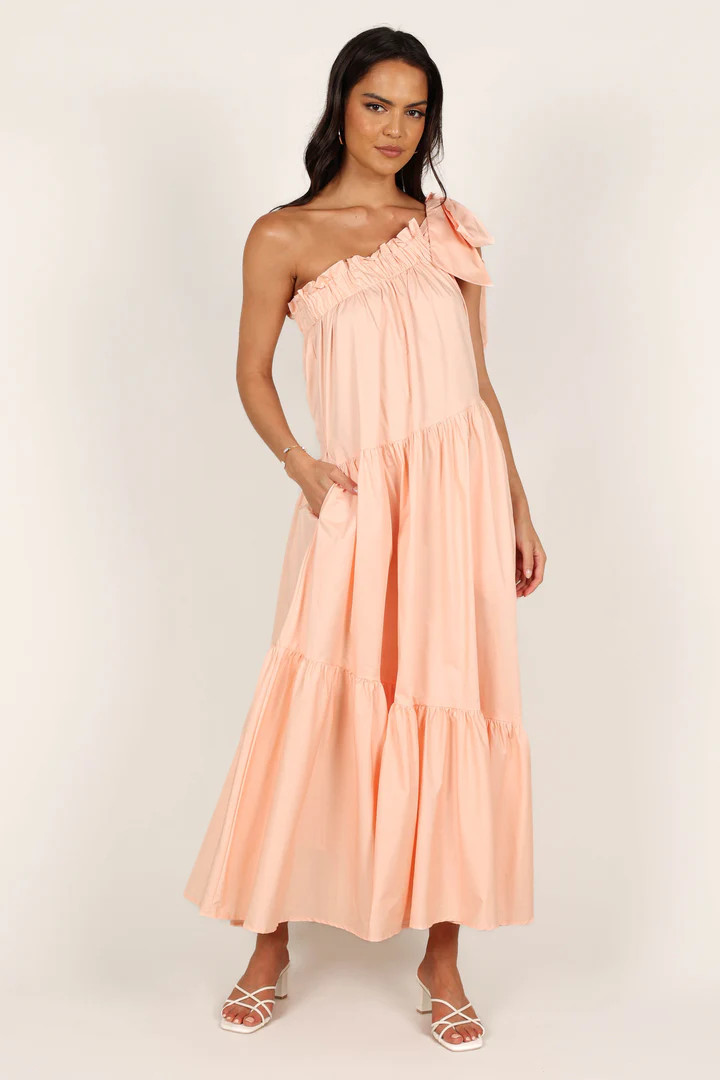 Ava One Shoulder Maxi Dress - Peach | Petal & Pup (US)
