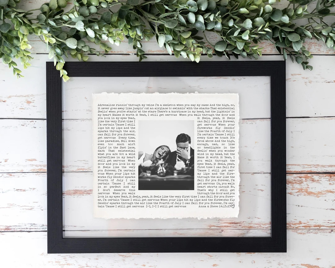 First Dance Song with photo, Wedding Gift Song Lyrics, 1st Anniversary Gift, Gift for Her, One Ye... | Etsy (US)