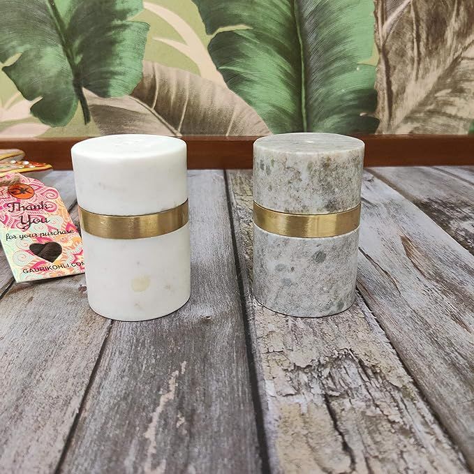 GAURI KOHLI Joda Marble Salt & Pepper Shaker Set | Amazon (US)
