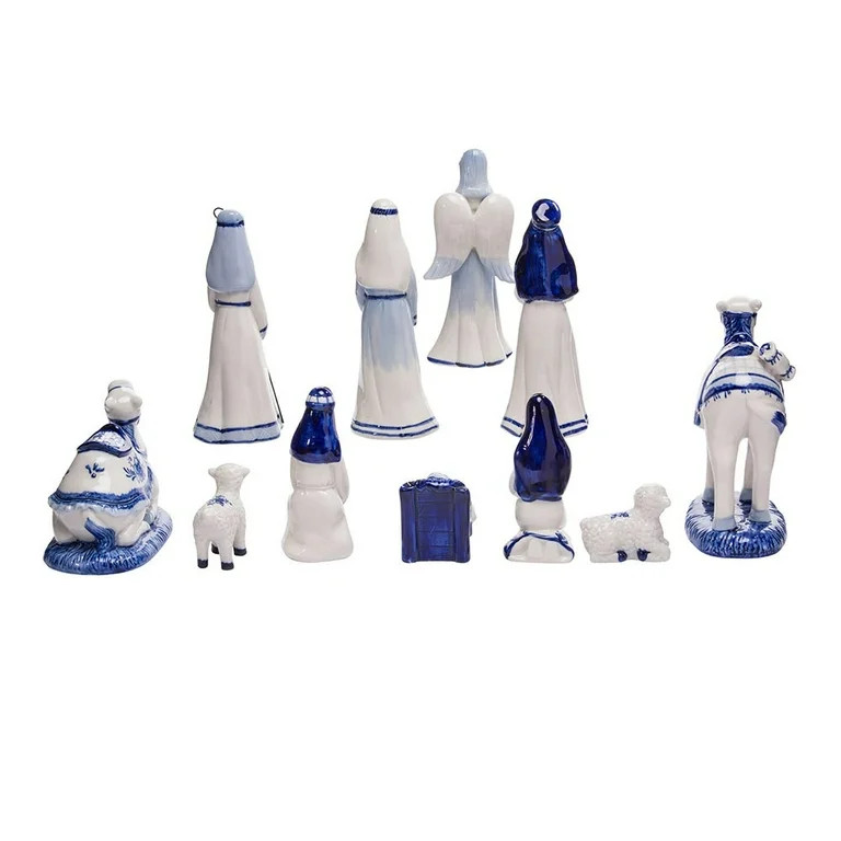 Kurt Adler 1.97-Inch by 6.7-Inch Porcelain Delft Blue 11-Piece Nativity Set | Walmart (US)