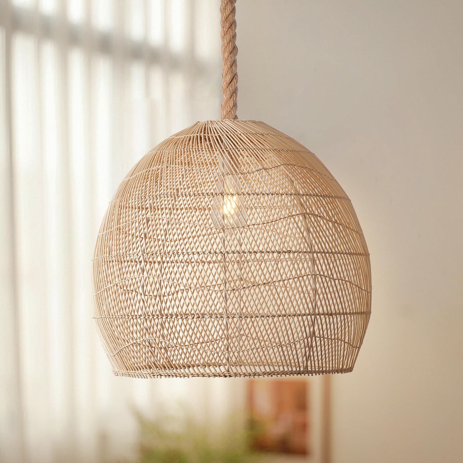 Arturesthome Natural Rattan Pendant Light for Kitchen Island, Woven Lamp Shade Chandelier, Hangin... | Amazon (US)