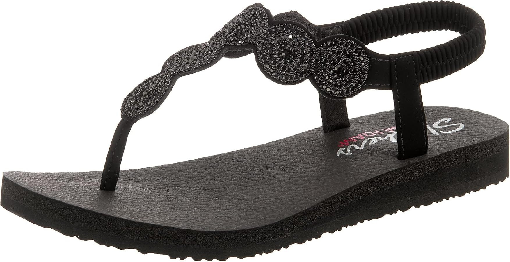 Skechers Women's Meditation-Stars & Sparkle-Circular Rhinestone Slingback Thong Flip-Flop | Amazon (US)