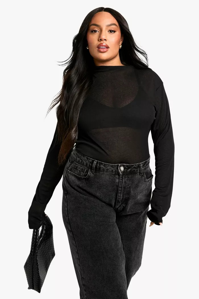Plus Funnel Neck Longline Top | boohoo (US & Canada)