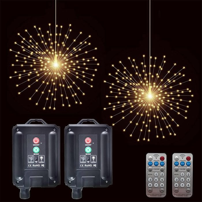 2 Pack Starburst Sphere Lights with Remote Control,200 LED Firework Light, 8 Modes Dimmable Water... | Amazon (US)