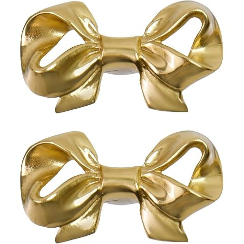 UniDes Pack of 2 Gold Brass Knobs for Dresser,Drawers and Cabinet, Decorative Bow Knobs and Pulls... | Amazon (US)