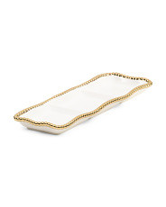 15in 3 Section Serving Tray With Beaded Trim | Marshalls