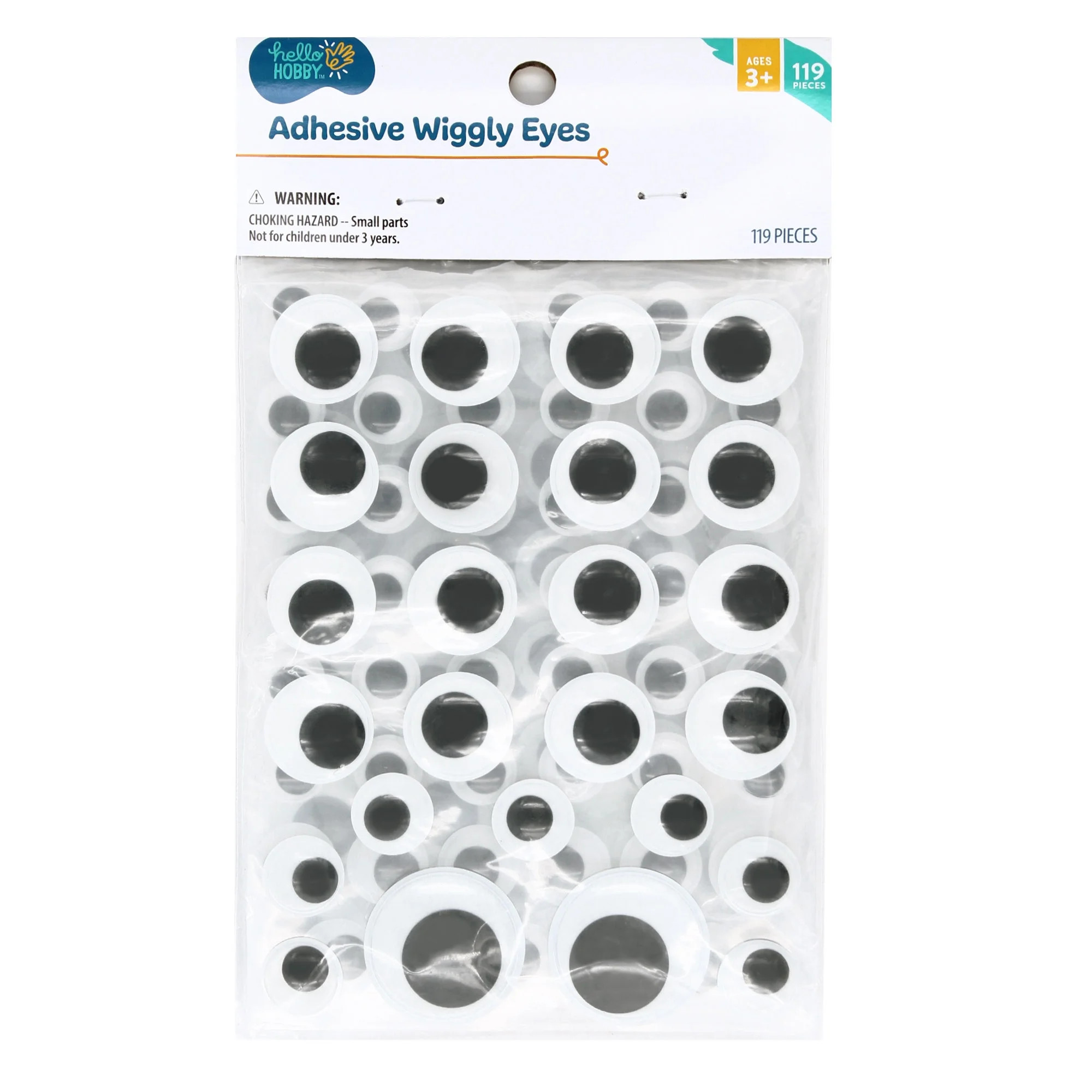 Hello Hobby Black & White Adhesive Stick On Googly Eyes for Crafts, 119 Count | Walmart (US)