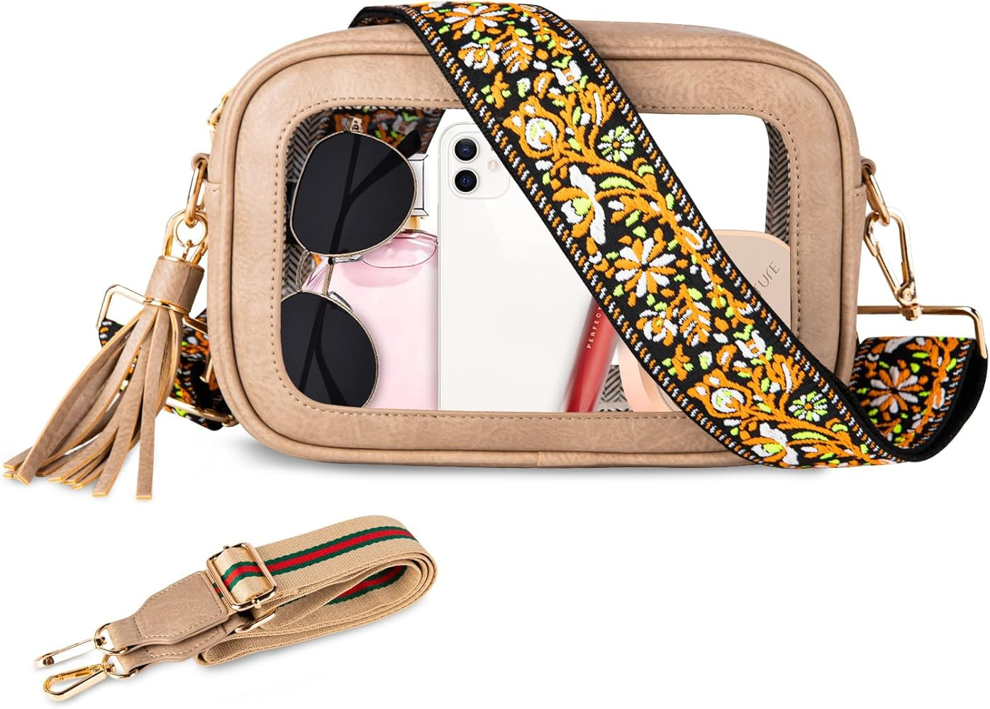 Viva Terry Clear Crossbody Bag with 2 Straps, Stadium Approved Clear Purse Bag for Concerts Sport... | Amazon (US)