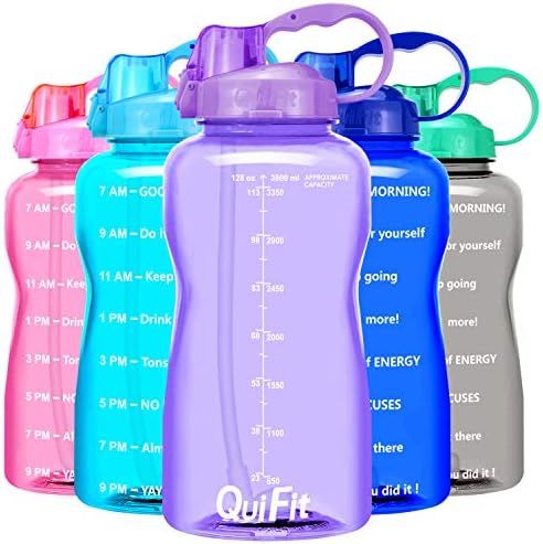 QuiFit Motivational Gallon Water Bottle - with Straw & Time Marker,BPA Free Reusable Large Leakpr... | Amazon (US)
