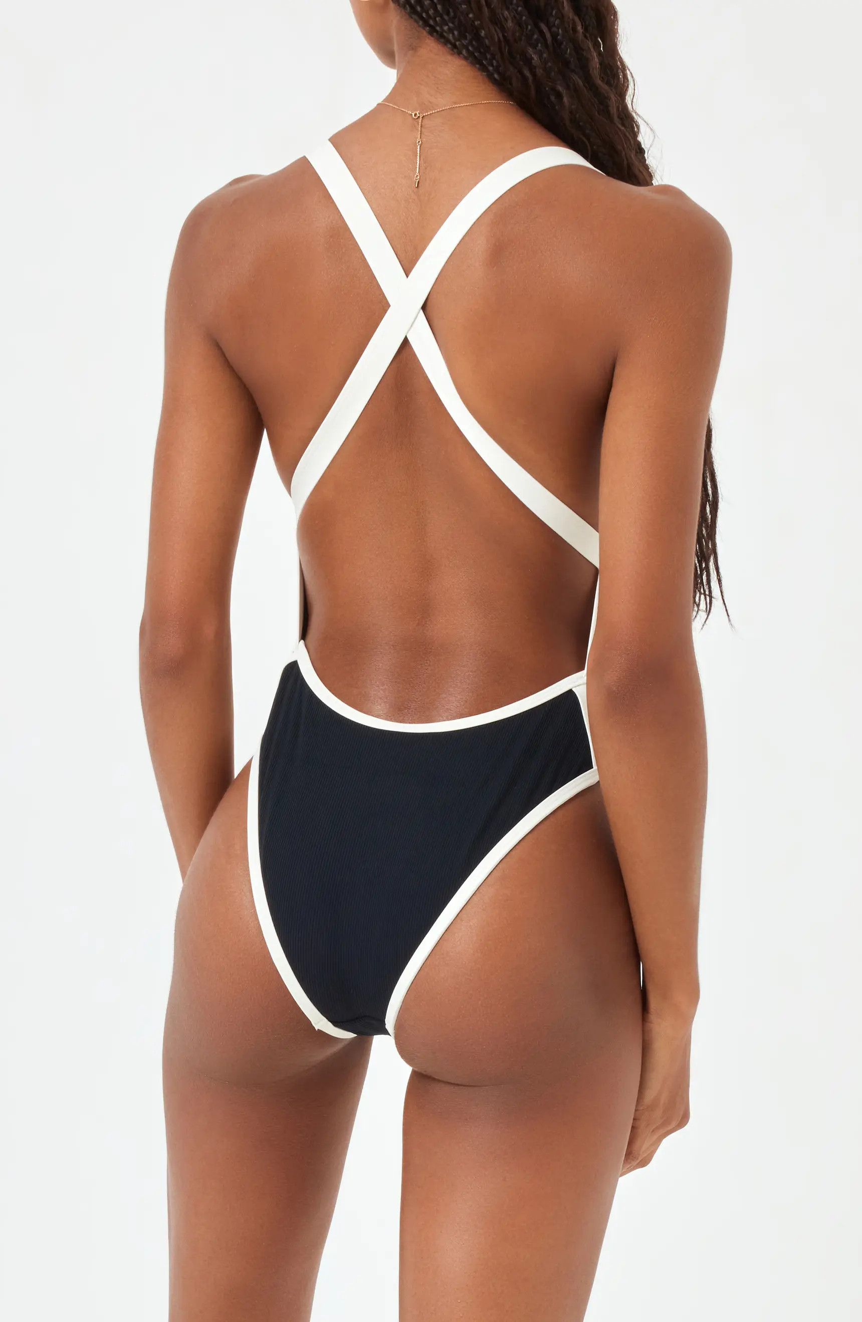Baewatch Colorblock Trim Ribbed One-Piece Swimsuit | Nordstrom