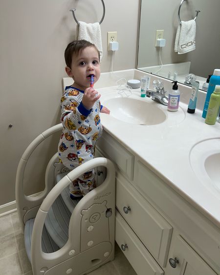 Toddler step stool for our 16 month old! He loves it so he can brush his teeth just like his sister 🥰 I got them both one just to avoid jealousy. She loves it too and she’s 3 years old. 

#LTKGiftGuide #LTKkids