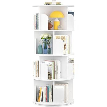 Aheaplus Rotating Bookshelf, Small Corner Bookshelf for Small Space, 360 Display 4 Tier Floor Sta... | Amazon (US)