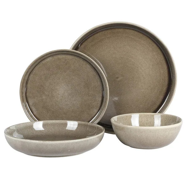 Gibson Elite Berea 16 Piece Plates and Bowls Reactive Glaze Round Dishes Stoneware Ceramic Dinner... | Bed Bath & Beyond