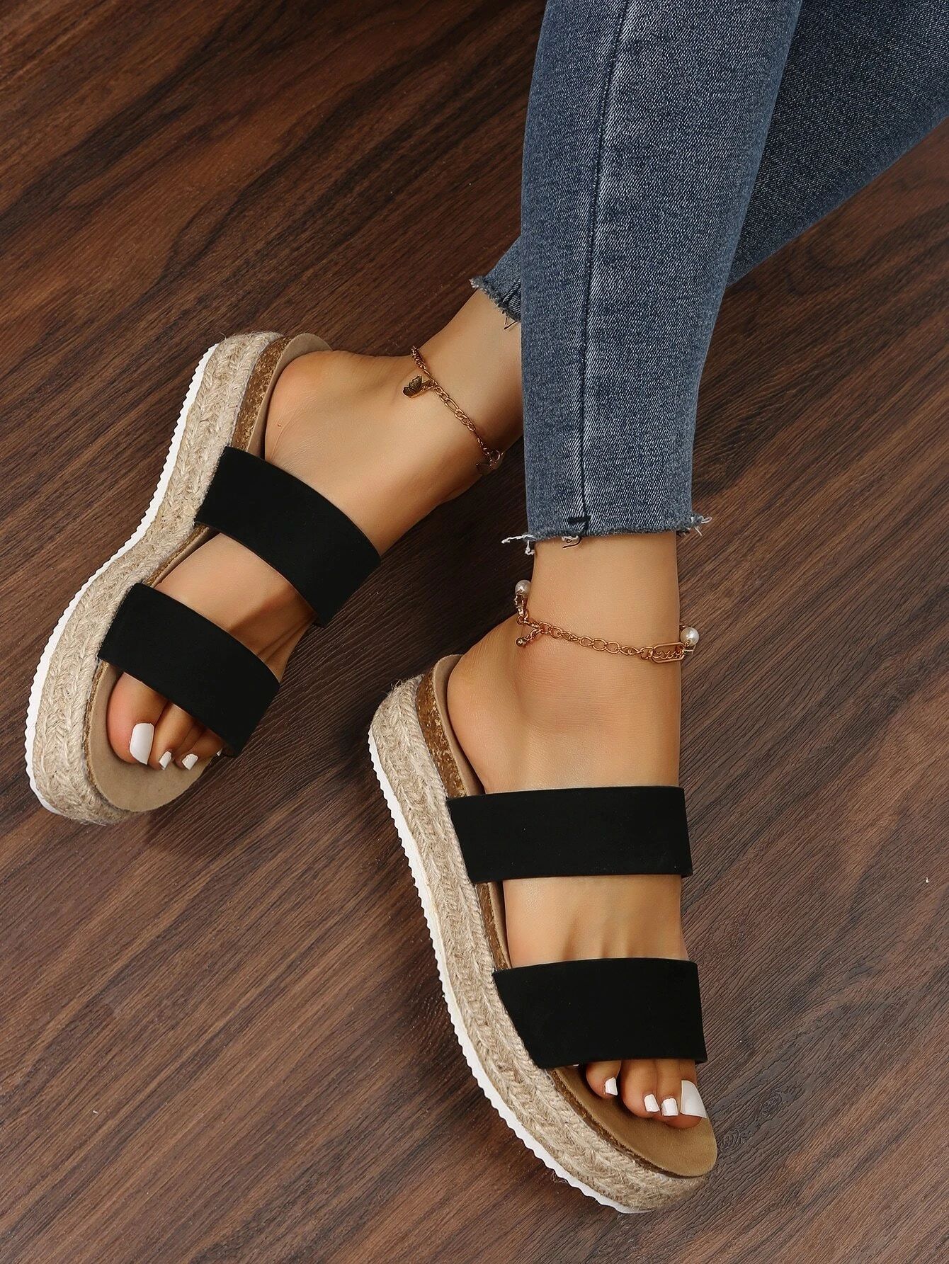 Double Strap Flatform Slide Sandals | SHEIN