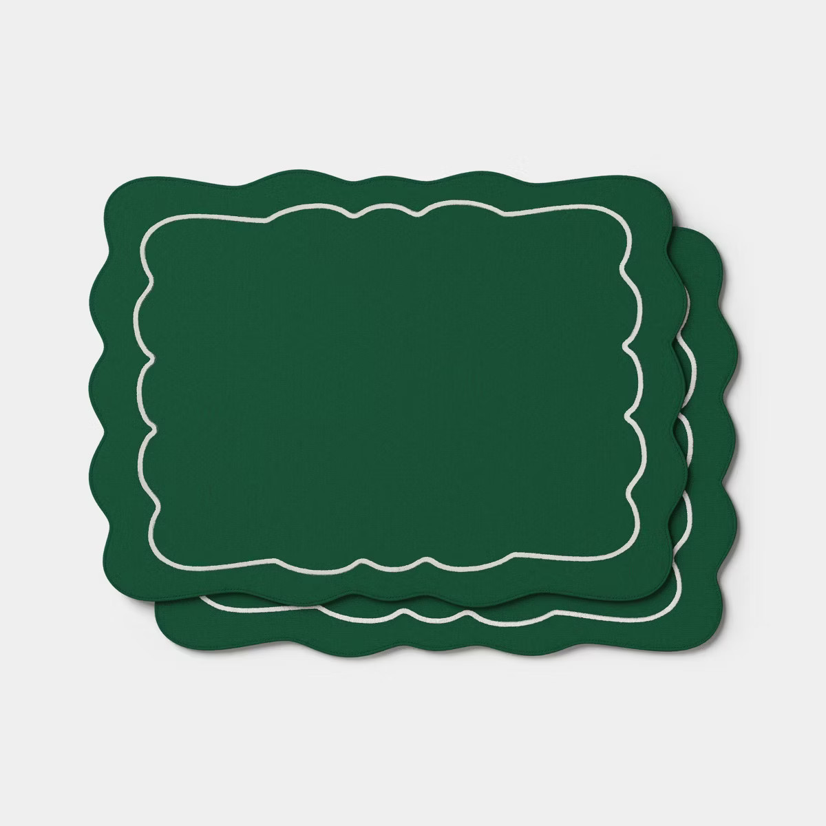2pk Christmas Scallop Placemats Green - Threshold™ | Target