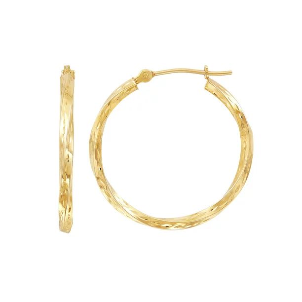 Brilliance Fine Jewelry 10K Yellow Gold Diamond-Cut Twist Earrings | Walmart (US)