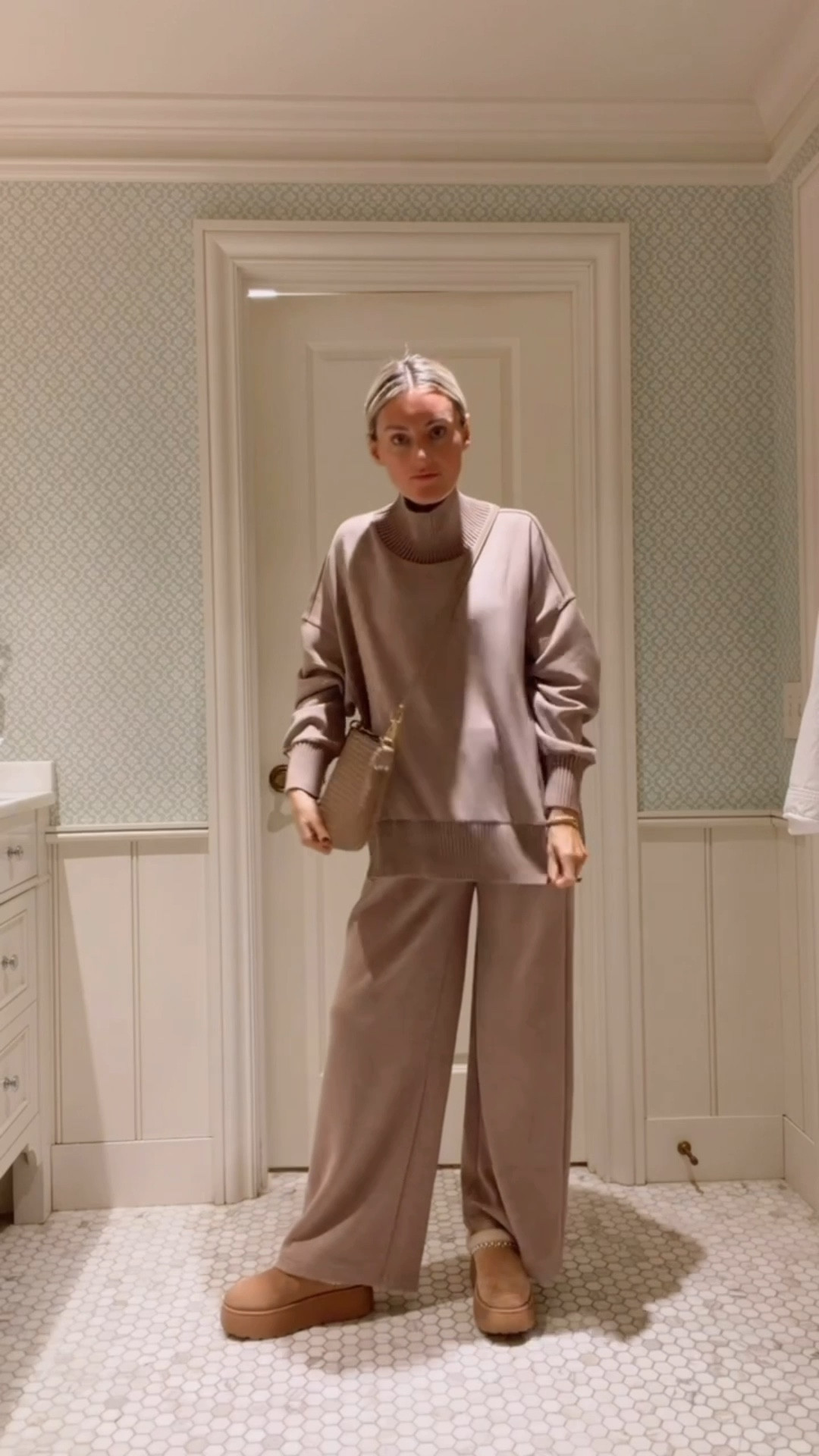 This Varley lounge set is so good! I wear my Varley pieces all the time! I styled it here with two different coats! The second one is sold out, but I linked a very similar version! Wearing S in pullover, M in pants, S in brown Sherpa, and XS in cream Sherpa!

Loverly Grey, Varley, loungewear, lounge set, Sherpa fleece coat, travel outfit, airport outfit, winter outfit 

#LTKSeasonal #LTKTravel