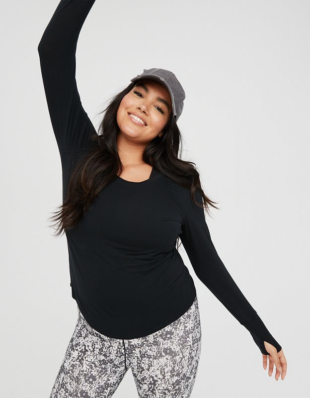 OFFLINE By Aerie Thumbs Up Long Sleeve Scoop Tee | American Eagle Outfitters (US & CA)