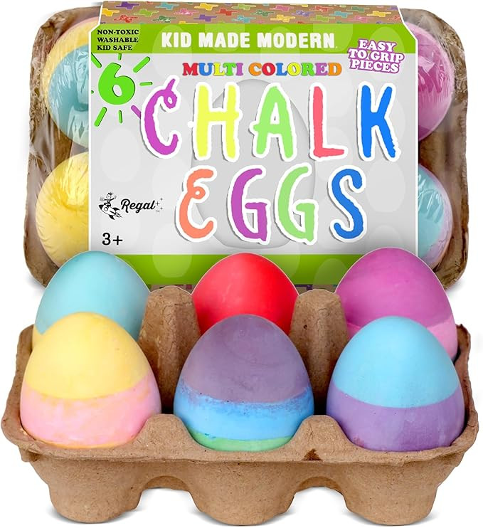 Kid Made Modern Sidewalk Chalk Set for Kids - Washable, Colored Egg Chalk with 3 Layer for Outdoo... | Amazon (US)