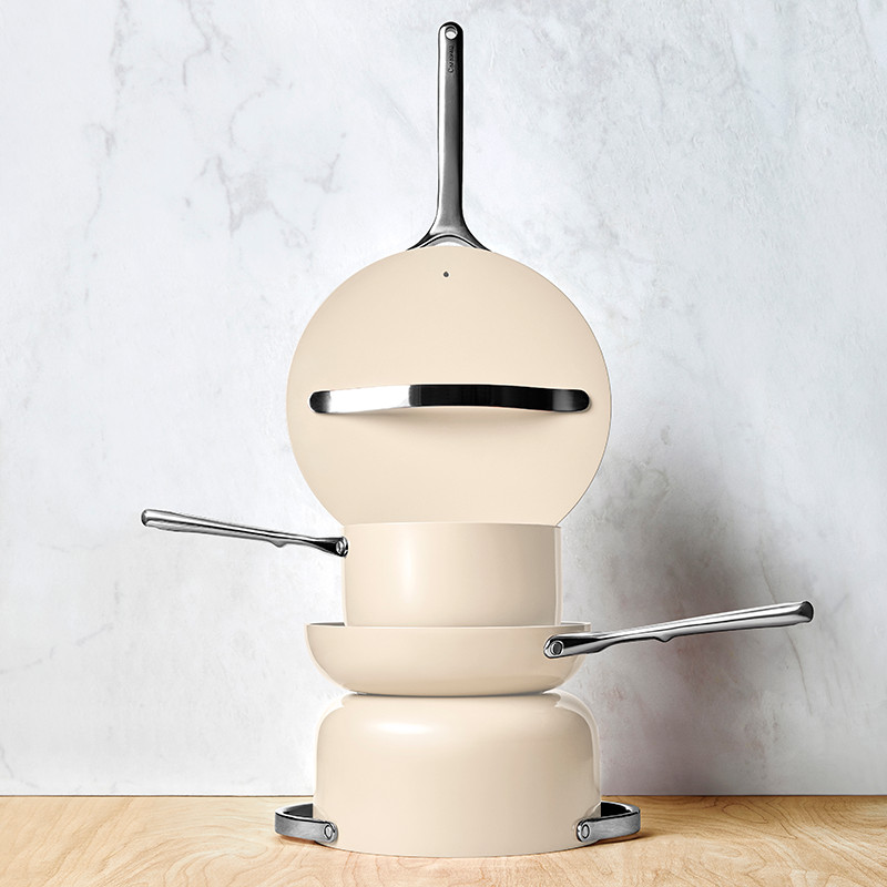 12 Piece Cookware Set In Cream | Non-Stick, Non-Toxic, PFAS-Free Ceramic Cookware | Induction-Compatible For Healthy Cooking | Caraway | Caraway