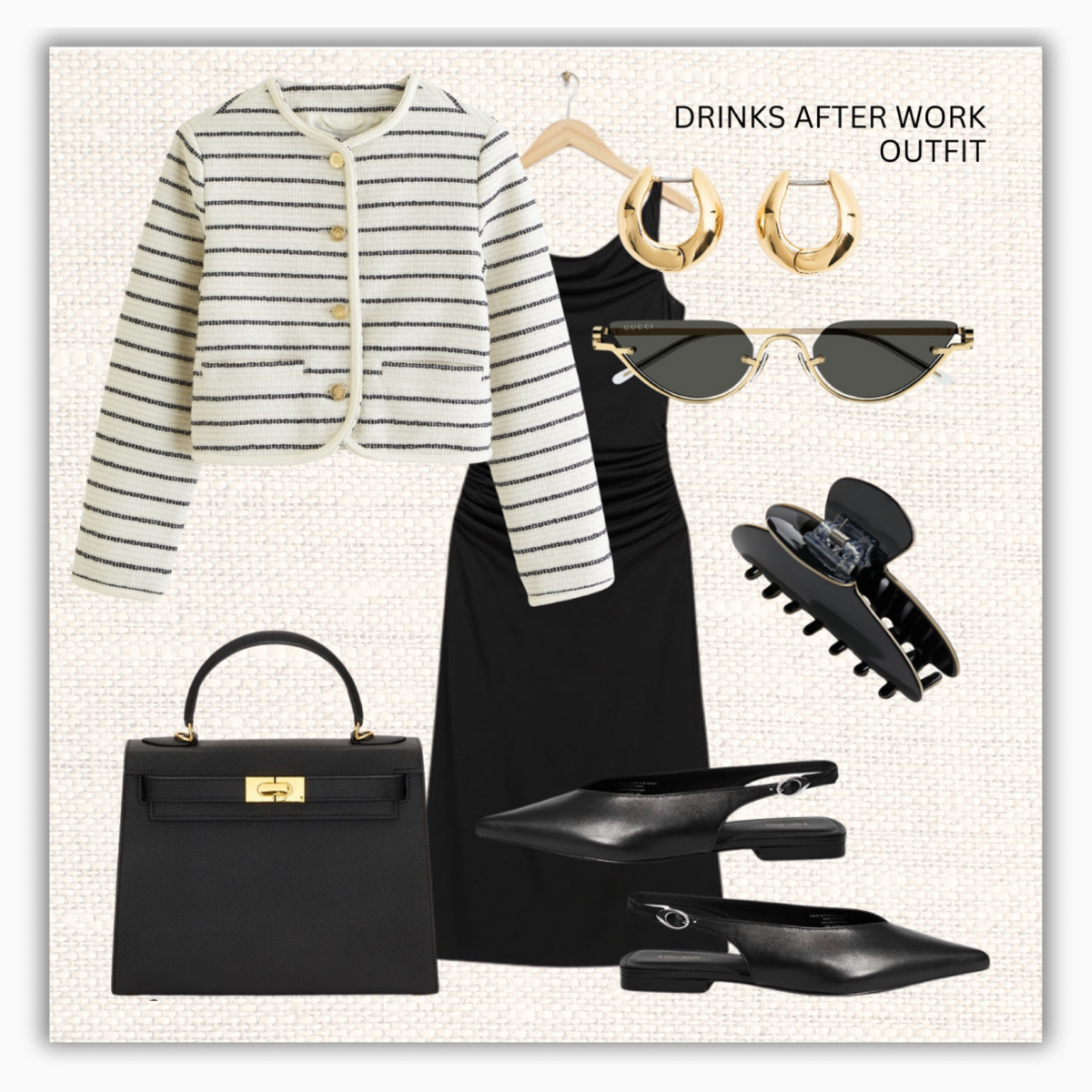 Drinks after work outfit 👩🏼‍💻

‼️Don’t forget to tap 🖤 to add this post to your favorites folder below and come back later to shop

Make sure to check out the size reviews/guides to pick the right size

Workwear, office outfit, office look, summer work outfit, striped cardigan, striped tweed jacket, black midi dress, flat slingbacks

#LTKWorkwear #LTKSeasonal #LTKStyleTip