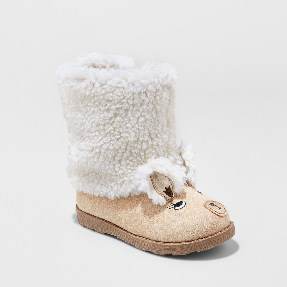 Toddler Girls' Kelli Lama Cozy Fashion Boots - Cat & Jack Tan 6, Beige | Target