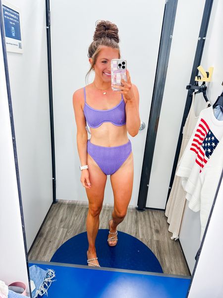 Wearing a small top and bottom. I am 5’e and 125lbs. 

Old navy swimsuit, purple ribbed swimsuit, purple two piece swim, purple high waisted swimsuit, purple crinkle swimsuit, swim style, affordable swimwear 

#LTKSeasonal #LTKSwim #LTKStyleTip