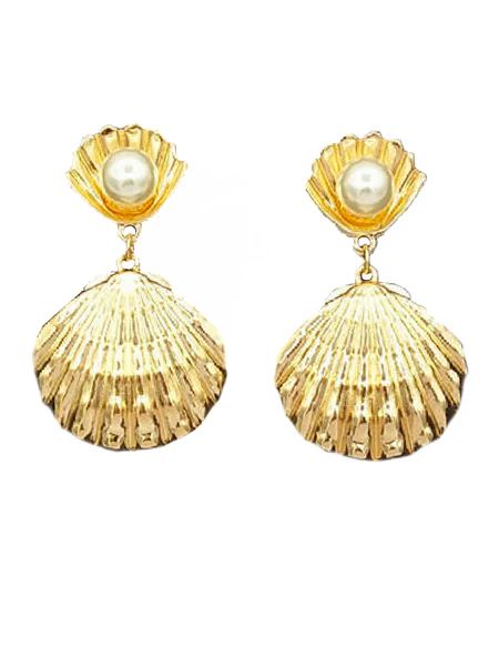 'Esther' Pearl Detail Shell Earrings (2 Colors) | Goodnight Macaroon