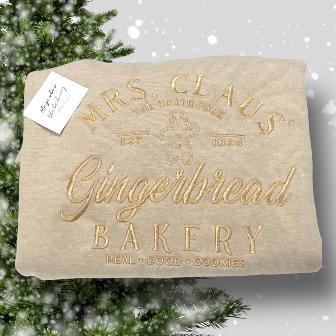 Mrs Claus Gingerbread Bakery Embroidered X-mas Crew Neck - Etsy | Etsy (US)
