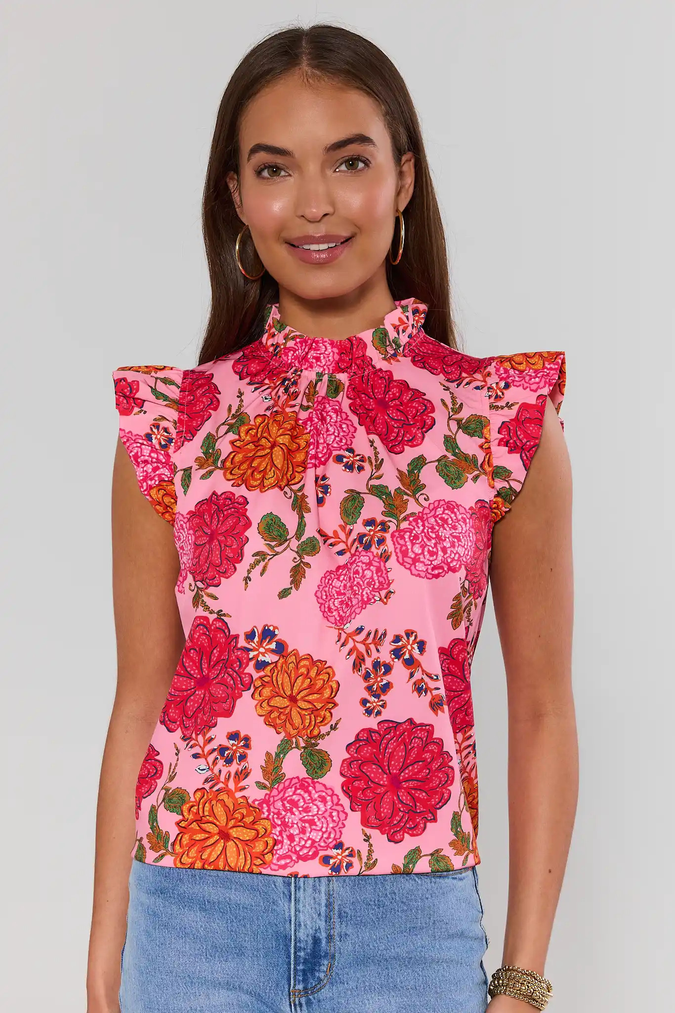 Annabeth Pink Floral Print Top | Avara