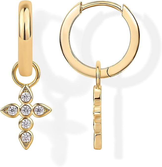 PAVOI 14K Gold Plated S925 Sterling Silver Post Lightweight Drop Dangle Huggie Hoop Earrings for ... | Amazon (US)