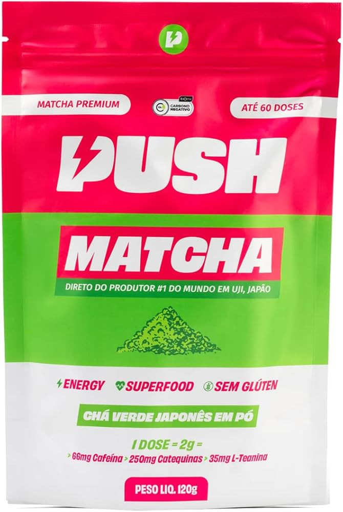 Push Matcha - 60 doses [120g] | Pó de Chá Verde Matcha Premium | Foco, Antioxidante e Energia P... | Amazon (BR)