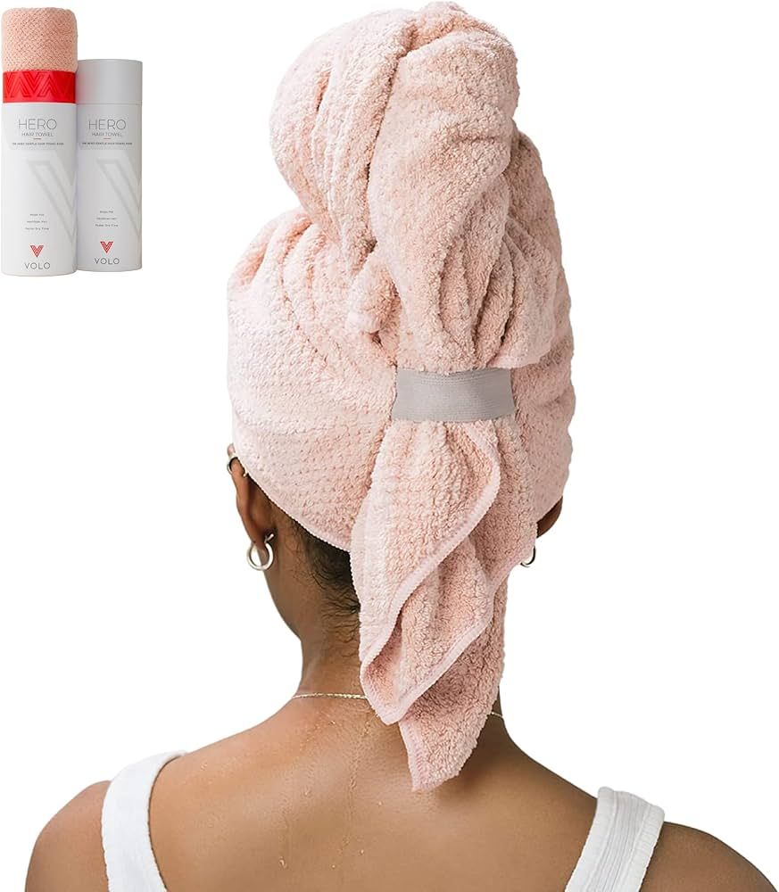 VOLO Hero Cloud Pink Hair Towel | Ultra Soft, Super Absorbent, Quick Drying Nanoweave Fabric | Re... | Amazon (US)