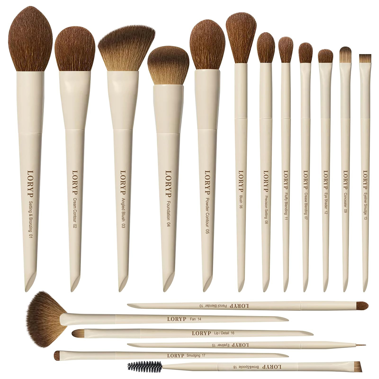 LORYP Makeup Brushes Set Labeled 18 Piece Face and Eye Brush Set Ultra soft hair Foundation, Conc... | Amazon (US)