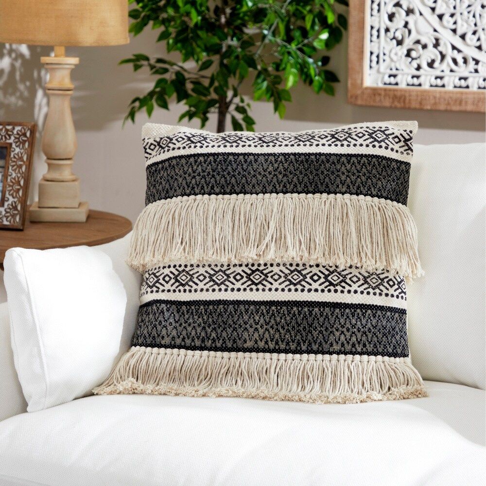 The Curated Nomad Boho Tribal Design 20-inch Throw Pillow with Yarn Tassels (Medium - 20 x 20) | Bed Bath & Beyond