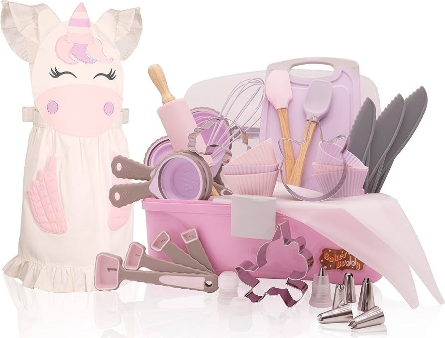 Baker Buddy Unicorn Kids Baking Set with storage case, real working utensils, cookie cutters, and... | Amazon (US)