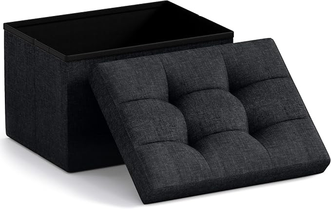Ornavo Home Small Storage Ottoman Foldable Collapsible Rectangle Linen Ottoman Foot Rest Stool Se... | Amazon (US)