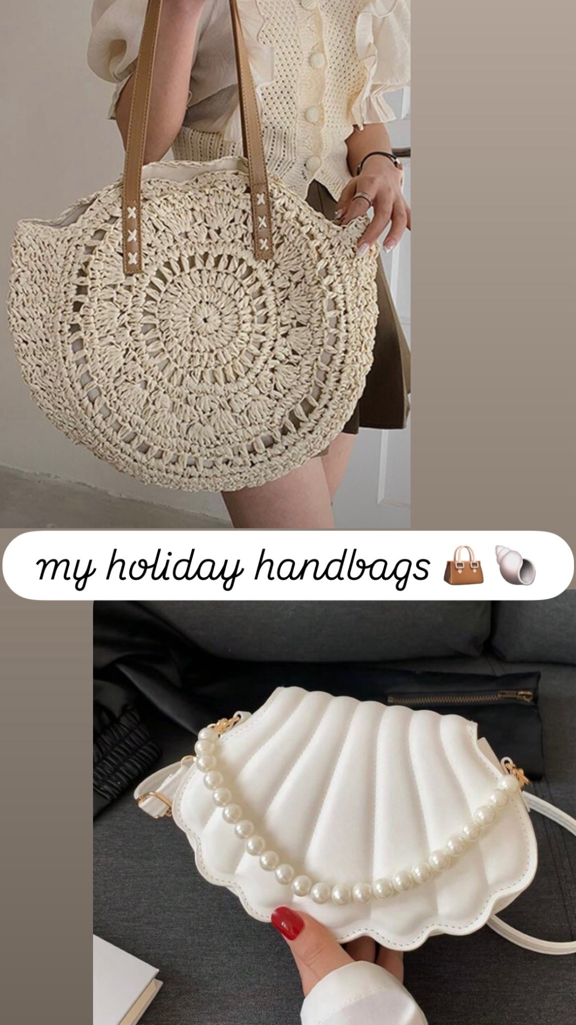 Shops my holiday handbags here 🐚