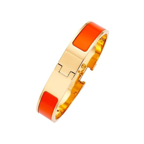 Dainty Gold H Bracelet for Women and Men - Elegant Bangle Bracelet,Classical Letter Enamel Bracelet,Ideal Birthday Gift for Women and Men (Gold-Orange) | Amazon (US)